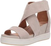 Dr. Scholl's Shoes Women's Sheena Platform Wedge Sandal, Oyster Microfiber, 7