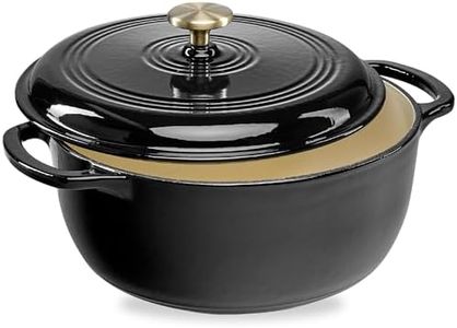 Best Choice Products 6 Quart Enamel Cast-Iron Round Dutch Oven, Family Style Heavy-Duty Pre-Seasoned Cookware for Home, Kitchen, Dining Room, Oven Safe w/Lid, Dual Handles - Black Licorice