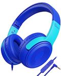 ELECDER Kids Headphones, S8 Wired, with Microphone for Boys Girls, Adjustable 85dB/94dB Volume Limited, 3.5 mm Jack for School/Kindle/Smartphones/Tablet/Airplane Travel(Navy/Blue)