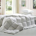 ZUNI All Seasons Bamboo Quilt, 500GSM Cooling Comforter, Hypoallergenic Bamboo Viscose, Lightweight Soft Cover Home Bedroom Bed Hotel Bed Comforter, Machine Washable (White, Double)