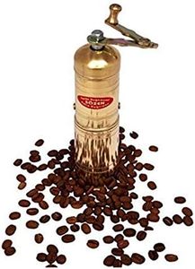 7" Handmade Manual Brass Coffee Mill Grinder Sozen, Portable Conical Burr Coffee Mill, Portable Hand Crank Coffee Grinder, Turkish Coffee Grinder