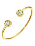 Gold Cuff Bracelets for Women Adjustable Bangle With Simulated Diamond Roman Numeral Birthstone Jewelry