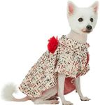 Blueberry Pet Multicolor Cool Tone All-Weather Dog Poncho Cape with Detachable Flower, Back Length 10", Pack of 1 Clothes for Dogs