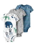 little planet by carter's unisex-baby 3-pack Short Sleeve Bodysuits Made With Organic Cotton, Safari, 3M