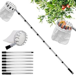 Cueille-Fruits avec Sac,Fruits Cerise Outil à Cueillir de Fruits 3.2m,avec Poteau Réglable Léger et Sac de Rangement de Fruits,pour La Récolte de Poire Citron Orange.