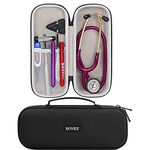 BOVKE Stethoscope Case for 3M Littmann Classic III, Lightweight II S.E, MDF Acoustica Deluxe Stethoscope, Mesh Pocket for Pen Light, Reflex Hammer and Pulse Oximeter or More Nurse Accessories, Black