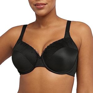 Bali Passion for Comfort Underwire Bra with Full-Coverage, Light Lift Back Smoothing Shapewear Bra for Everyday Wear, Black Lace, 14D