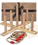 Jaques of London Quoits Garden Games | Outdoor Games | 5 Rope Quoits Ring Toss Game | Wooden Quoits Set | Family Lawn Games | 9 Pin