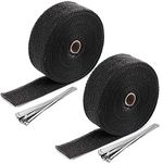 ZOENHOU 2 Rolls 2 Inch x 50 Feet Exhaust Heat Header Wrap, Fiberglass Pipe Wrap with 20 Stainless Ties, Black Exhaust Heat Shield Tape for Machine Manifold Exhaust Pipes