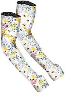 FARMER'S DEFENSE Gardening Arm Sleeves|UV Cooling Protective Sleeve Women & Men|Anti-Scratch Cover Sun UPF Outdoor Protection - Save the Bee's Cream - XS