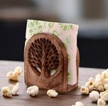 Purpledip Wooden Tissues Holder Napkin Organiser 'Tree of Life' ; Kitchen Dining Accessory (11068)