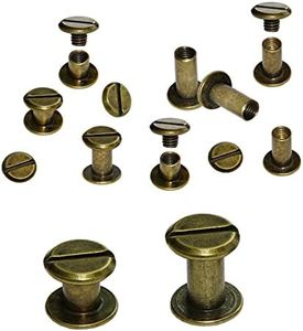 YMAISS 80 Sets Chicago Screws 2 Size 1/4,3/8in Screw Posts Bookbinding Posts Binding Screw Chicago Button Post Rivets Screw Belt Screws Leather Photo Albums Screw Round Flat Head, Bronze Color