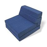 SAPPHIRE 12 cm Tri-Fold Foam Folding Mattress and Z Bed Sofa for Guests or Floor Mattress 100% Foam Filling (Single Navy)