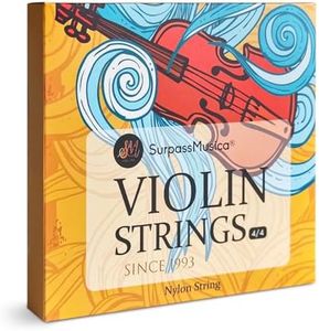 SurpassMusica Violin Strings 4/4 Full Set with E,A,D,G Strings for Electric and Acoustic Violins - Reliable and Affordable Replacement for your Fiddle-Nylon Violin strings