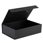 Hard Black Gift Box With Magnetic Closure Lid 10.5"x7"x3" Pack Of 1 Black Ribbed Rectangle Favor Boxes With Black Ribbed Finish For Wedding, Bridesmaid Groomsman Proposal, Clothing (1 Box)