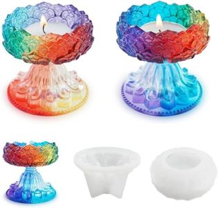 RKPM HOMES Lotus Shape Candles Holders Resin Mold I Flower Candlestick Tealight Epoxy Casting Silicone Mould I for DIY Handmade Art Craft Jewelry Storage Box Trinket Container Home Party Decoration