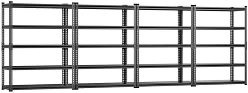 Heavy-Duty Garage Shelving Unit | 3000lbs Capacity | Easy Assembly | Innovative Honeycomb Shelves | 5-Tier Adjustable Industrial Shelf for Basement/Pantry/Warehouse| 72" H x 48" W x 18.9" D-4pcs