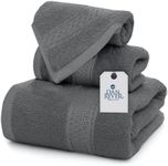 DAN RIVER 100% Ring Spun Cotton 3-Piece Towel Set, Grey, Bath Towel, Hand Towel and Washcloths, 550 GSM - Soft, Absorbent Quick Dry Cotton Towels for Bathroom, Spa, and Gym