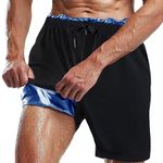 Sauna Shorts for Men Sweat Pants with Drawstring, Heat Trapping Sweat Shorts Sauna Suit for Men Workout Gym Exercise, Blue, XXL