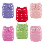 ALVABABY Cloth Diapers Pocket Washable Adjustable Reuseable Cloth Diapers Nappies Boys Girls 6 Pack With 12 Inserts