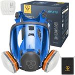 BEESAFETY Full Face Respirator Mask with 2 A1 Organic Vapor Filters & 8 P2 Dust Filters, RF-610 Reusable Respirator for Dust,Gas,Painting, Resin, Chemical,Sanding, Renovation