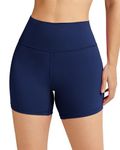 QUEENIEKE Gym Shorts for Women 6" Inseam High Waist Biker Shorts Tummy Control Squat Proof Workout Shorts for Yoga True Navy S