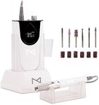 𝙈 𝙈𝙖𝙭 - Professional Nail Drill Machine - 2-in-1 Brushless Motor Nail File - Electric, Cordless, Aluminium Alloy Casing, 35000 RPM, HD Display - Perfect for Salon & Home Use (White)