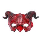 BPNHNA Demon Mask Halloween Masquerade Foam Mask Scary Red Half Face Ram Horn Devil Mask for Cosplay Costume