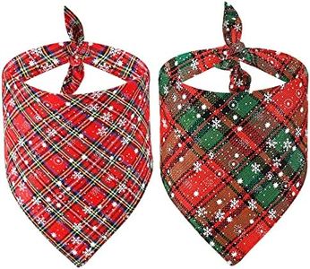 Malier 2 Pack Dog Bandana Christmas Buffalo Plaid Snowflake Pet Scarf Triangle Bibs Kerchief Set Pet Costume Accessories Decoration for Small Medium Large Dogs Cats Pets