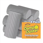 Damp Duster Dusting Sponges (8 Count) - Dust Remover for Household Cleaning - Scrub Daddy Duster for Vents, Railings & Blinds - Reusable Baseboard Cleaner