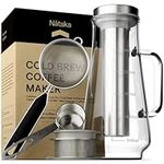 Nataka Cold Brew Coffee Maker - Iced Coffee Maker, Cold Brew Pitcher, Cold Brew Maker, Ice Coffee Maker w/Coffee Scoop & Tea Filter, Thick Glass, Airtight, Leak Proof & BPA Free, 1.4L