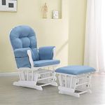 Rejoice Home Atoll Glider with Ottoman, White/Blue