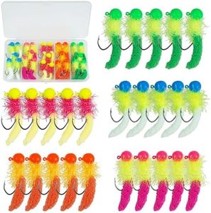 Crappie Jigs Fishing Lures Kit, 25PCS Marabou Jigs Fishing Hooks Assortment Ball Head Fishing Jigs Hook for Panfish Walleye Bass Bluegill 1/8oz