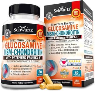 Glucosamine Chondroitin MSM Triple Strength Joint Support Supplement with Collagen Peptides, Turmeric and Ginger, Hyaluronic Acid, Glucosamine Chondroitin Sulfate - Gluten Free, Non GMO, 180 Capsules