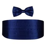 PELUCHE Men's Satin The Cerulean Cummerband and Bow Tie Set (Aviary Blue, Free Size)