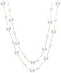 Aleasha Multi Strand Faux Pearl Necklace Layered Long Necklace for Women White Pearl Necklace Party Costume Handmade Jewelry Gifts