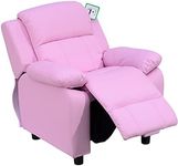 HOMCOM Kids Sofa Armchair Toddler Recliner Children's Chair Lounger Games Chair PU Leather w/Storage (Pink)