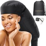 Large Hooded Hair Dryer Bonnet w/Integrated Headband - Reduces Heat Exposure Around Ears & Neck - Enhanced Size for Use with Rollers, Speeds Up Drying Time, Safe Deep Conditioning at Home, Adjustable