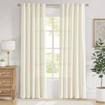 Lazzzy Ivory Velvet Curtains Light Filtering Thermal Insulated Curtains 84 Inch Length Back Tab Drapes for Bedroom Living Room Window Treatments 2 Panels