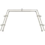 HOTOZON 1 Inch Heavy Duty Double Bay Window Curtain Rod,36-72 Inch Telescoping Center Rod, 20-36 Inch Adjustable Side Rod Set, Antique Silver, End Cap Finials