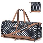 Lekesky Carry on Travel Duffel Bag - 80L Large Waterproof Weekend Overnight Bag for Women and Men, Foldable Holdall Bag with Shoes Compartment (White Dots, 72 * 33 * 34cm)