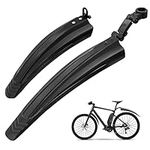 Ledeak Bike Mudguard Set, Portable Adjustable Road Mountain Bicycle Cycling Tires Front and Rear Mud Guard Fenders for MTB (Black)