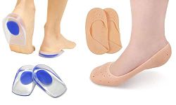 Clopic Silicone Gel Heel Cups Full Length Heel Pad Shoe Inserts for Plantar Sore Heel Bone Spur Heel Protector Pads Inserts Absorb Shock Combo