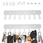 Echehi 2pcs Key Hooks Self Adhesive, Key Holder for Wall with 8 Hooks to Hang Keyrings, Coat, Umbrella, Sunglasses, Jewelry Necklaces