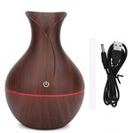 Diffuser, USB LED Ultrasonic Diffuser Essential Oil Diffuser Humidifier for Home(Dark Wooden Grain)