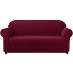 subrtex 1-Piece Stretch Sofa Cover 3-Seaters Spandex Jacquard Fabric Slipcovers for Couch, Armchair, Machine Washabl (Sofa, Burgundy)