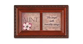 Aunt Angel With Invisible Wings Woodgrain Inspirational Cottage Garden Petite Music Box Plays How Great Thou Art