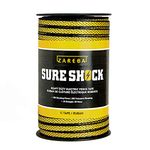 Zareba HDT656YH-Z Heavy-Duty Sure Shock Electric Fence Tape, Weather-Resistant UV Protected PVC Coating and Lock-Stitched Edges Polytype, 20X Shocking Power, 2X Strength, 656 Feet x 1/2 Inch, Yellow