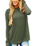 wkwmrpet Women's Cozy Baggy Long Sleeve Pullover Sweaters Crew Neck Casual Loose Fit Tops Army Green