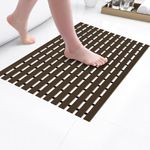 Kuber Industries 60x40 cm Anti-Skid Mat for Bathroom with Rubber Base | Shower Mats for Bathroom Anti Slip | Foot Mat for Preventing Slips & Falls in Wet Areas | Stripe Design - Brown